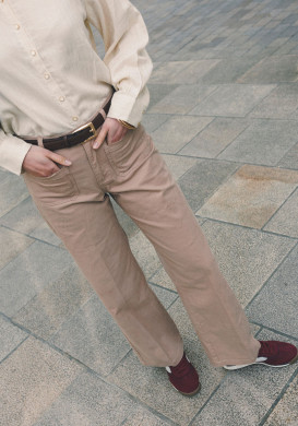 Pantalon Large 7/8ème Beige Femme Pantalon Large 7/8ème Beige Femme