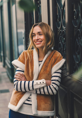 Veste sans manches femme effet suédine camel Veste sans manches femme effet suédine camel