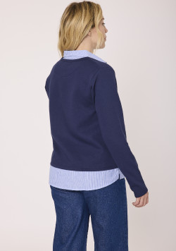 Sweat bleu marine Femme effet 2 en 1