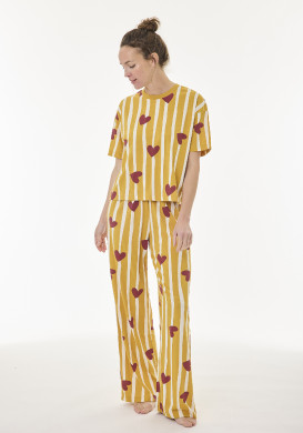 Pyjama femme manches courtes jaune à motif Pyjama femme manches courtes jaune à motif
