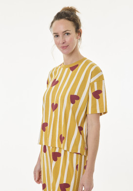 Pyjama femme manches courtes jaune à motif Pyjama femme manches courtes jaune à motif