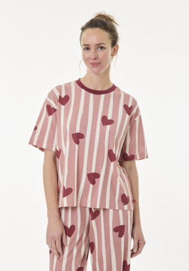 Pyjama femme manches courtes rose à motif Pyjama femme manches courtes rose à motif