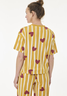 Pyjama femme manches courtes jaune à motif Pyjama femme manches courtes jaune à motif