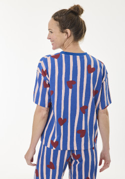 Pyjama femme manches courtes bleu à motif