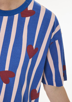 Pyjama femme manches courtes bleu à motif