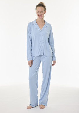 Ensemble Pyjama long Bleu ciel Femme Ensemble Pyjama long Bleu ciel Femme