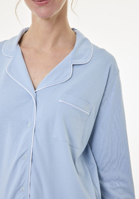 Ensemble Pyjama long Bleu ciel Femme Ensemble Pyjama long Bleu ciel Femme