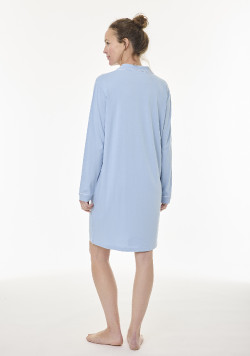 Chemise de nuit manches longues femme uni bleue