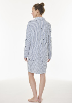 Chemise de nuit manches longues femme bleue à rayures