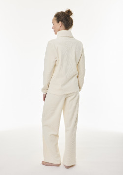 Veste zippée effet velours écru femme