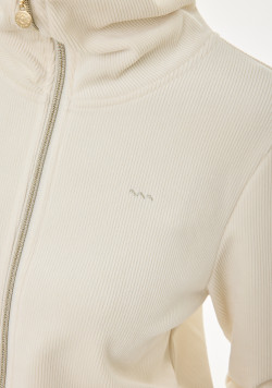 Veste zippée effet velours écru femme