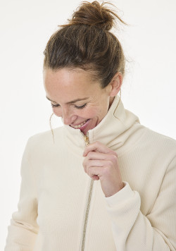Veste zippée effet velours écru femme