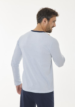 Ensemble pyjama long 100% coton Bleu Homme