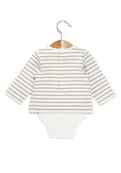 Body manches longues 100% coton Bébé rayé beige
