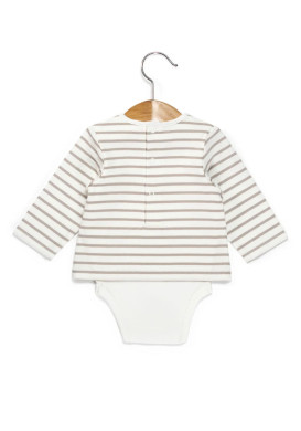 Body manches longues 100% coton Bébé rayé beige