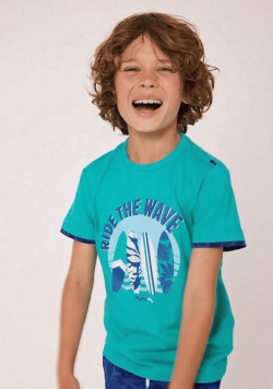 Tee-shirt manches courtes graphique vert garçon