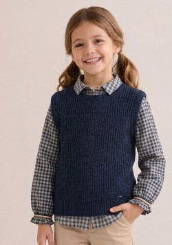 Pull sans manches bleu marine Fille