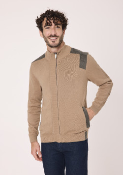 Gilet zippé 100% coton Beige Homme