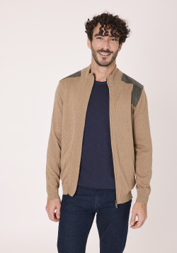 Gilet zippé 100% coton Beige Homme