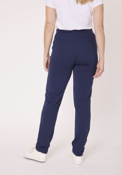 Pantalon femme coupe carotte marine