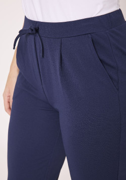 Pantalon femme coupe carotte marine