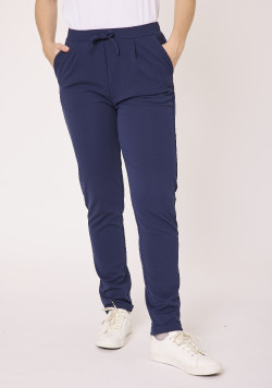 Pantalon femme coupe carotte marine
