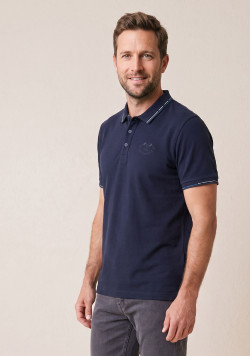 Polo bleu marine 100% coton Homme