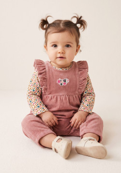 Ensemble salopette et tee shirt 100% coton Bébé Fille