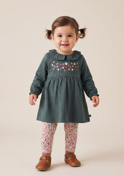 Ensemble Bébé Fille robe et legging 100% coton