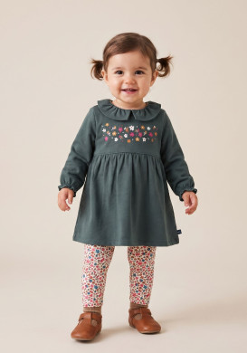 Ensemble Bébé Fille robe et legging 100% coton Ensemble Bébé Fille robe et legging 100% coton