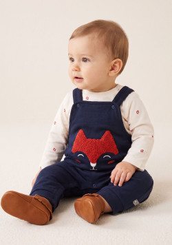 Ensemble salopette et tee shirt manches longues 100% coton Bébé Garçon