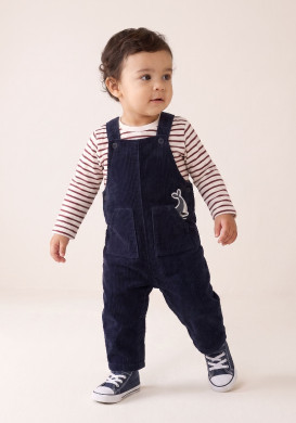 Ensemble bleu marine salopette et tee shirt manches longues 100% coton Bébé Garçon Ensemble bleu marine salopette et tee shirt manches longues 100% coton Bébé Garçon