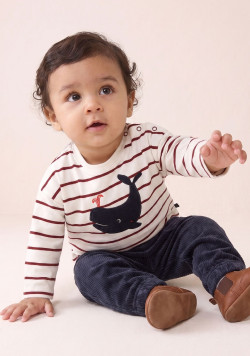 Marinière manches longues 100% coton bordeaux Bébé Garçon