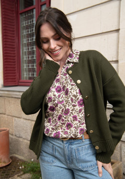 Gilet avec boutons dorés Kaki Femme - EOM