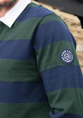 Polo homme manches longues vert et bleu - EOM