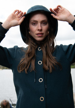 Veste longue avec capuche Bleu canard Femme - EOM