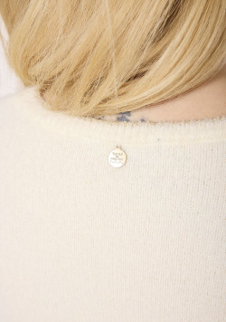 Pull femme manches courtes maille douce écru