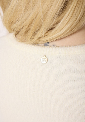 Pull femme manches courtes maille douce écru