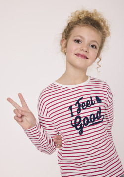 Marinière manches longues rose 100% coton Fille