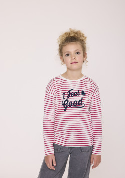 Marinière manches longues rose 100% coton Fille