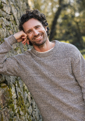 Pull manches longues 100% coton Beige Homme Pull manches longues 100% coton Beige Homme