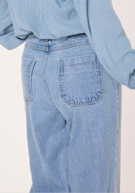 Jean large femme bleach 100% coton - EOM Jean large femme bleach 100% coton - EOM