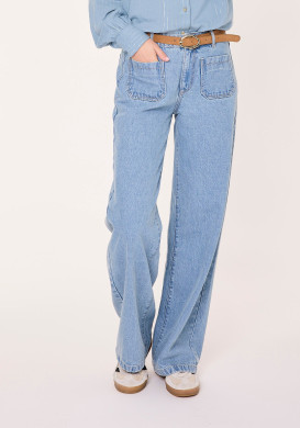 Jean large femme bleach 100% coton - EOM Jean large femme bleach 100% coton - EOM