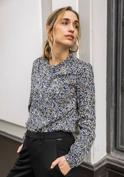 Blouse manches longues 100% viscose imprimé Femme