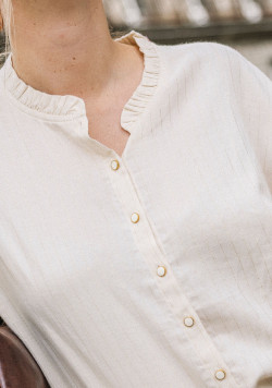 Chemise femme fluide beige rayures dorées