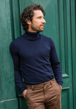 Pull col roulé Bleu marine Homme