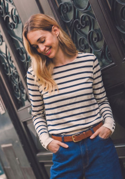Marinière femme manches longues bleu marine