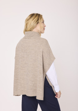 Cape femme col roulé beige