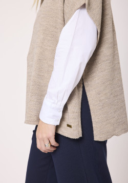 Cape femme col roulé beige