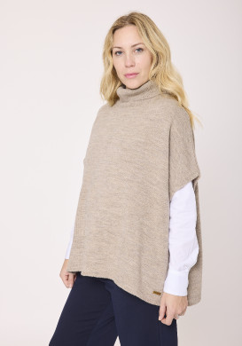 Cape femme col roulé beige Cape femme col roulé beige